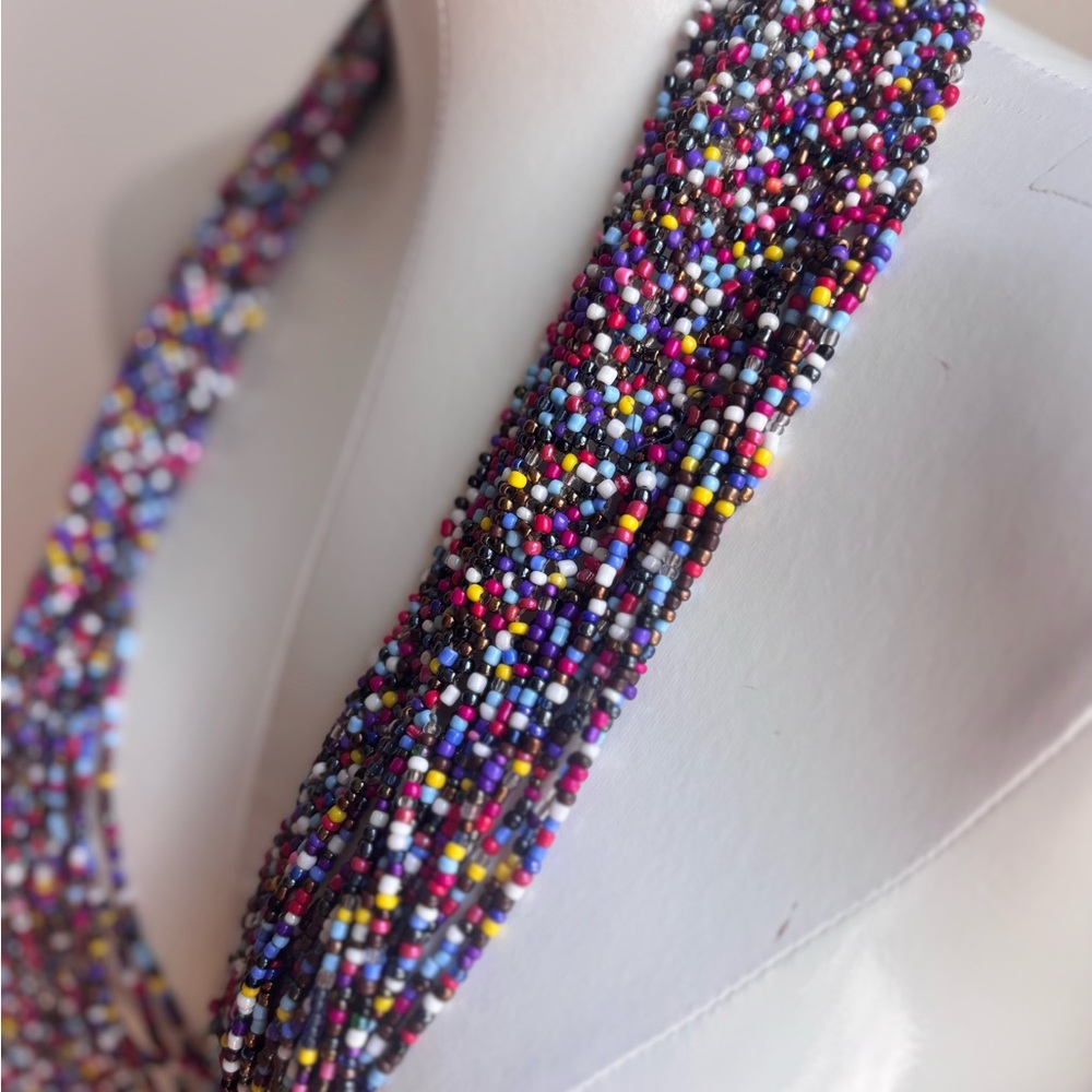 Tiered boho Multicolor Beaded Necklace - Picture 2 of 7